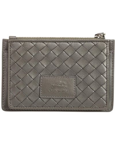 Mancini Basket Weave Collection Rfid Secure Card Case And Coin Pocket - Gray