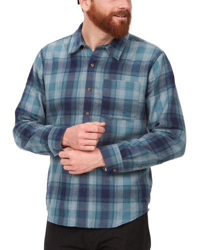 Marmot Fairfax Plaid Lightweight Flannel Shirt - Blue