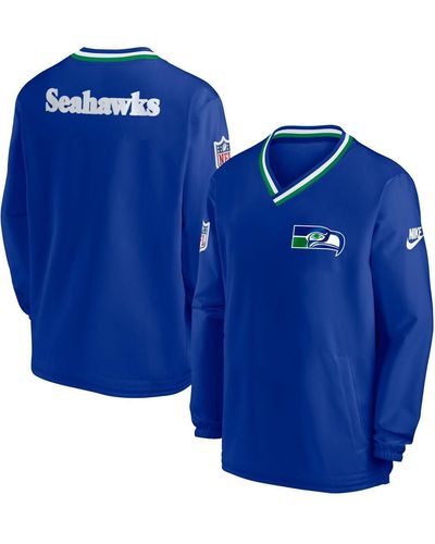 Nike Seattle Seahawks Throwback V-neck Pullover Windbreaker - Blue