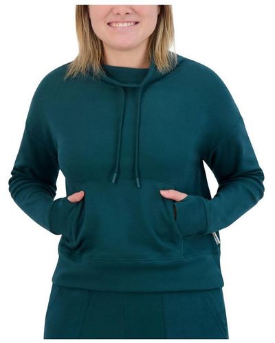 BEARPAW Drawstring Funnel Neck Fleece Pullover Sweatshirt - Green