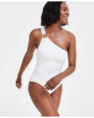 Michael Kors Michael Embellished One-shoulder Underwire One-piece Swimsuit - White