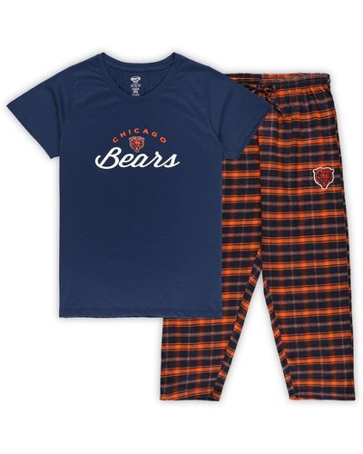 Concepts Sport Chicago Bears Plus Size Badge T-shirt And Flannel Pants Sleep Set - Blue