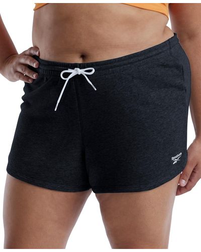 Reebok Plus Size Active Identity French Terry Pull-on Shorts - Black