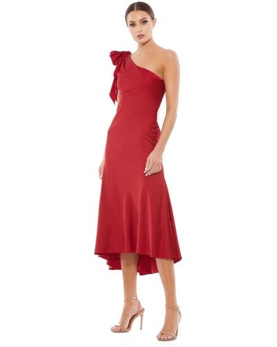 Mac Duggal Ieena One Shoulder Midi Dress - Red