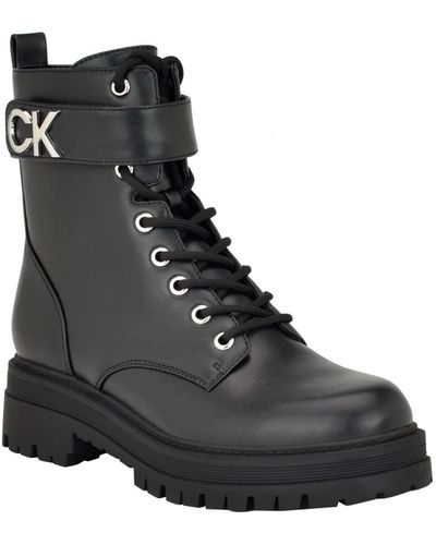 Calvin Klein Prescot Lug Sole Lace Up Casual Boots - Black
