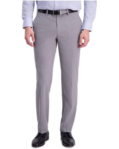 Louis Raphael Comfort Stretch Solid Skinny Fit Flat Front Dress Pant - Gray