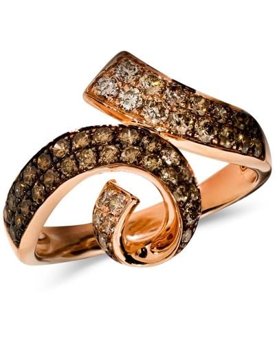 Le Vian ® Chocolate Ombré Diamonds (5/8 Ct. T.w.) & Nude Diamonds (1/4 Ct. T.w.) Swirl Statement Ring In 14k Rose Gold - Brown