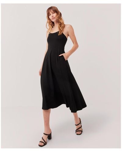Pact Organic Cotton Fit & Flare Midi Dress - Black