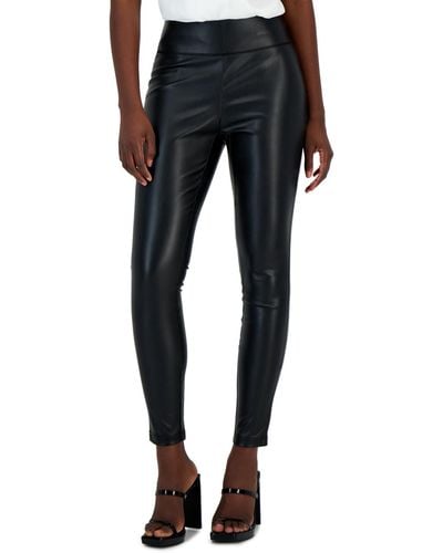 INC International Concepts Faux-leather Skinny Pants - Black