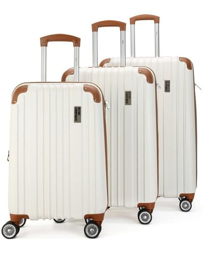 Miami Carryon Collins 3 Piece Expandable Retro Spinner luggage Set - Metallic