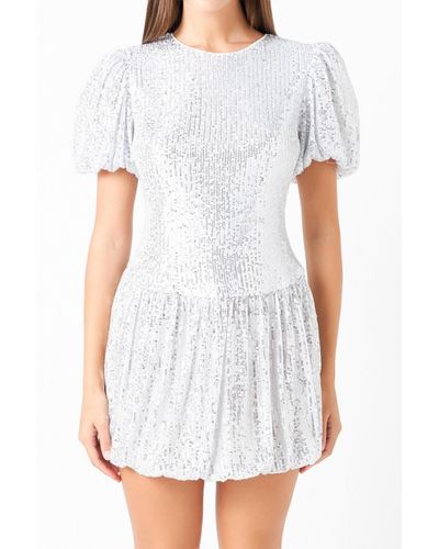 Endless Rose Sequins Tiered Mini Dress - White