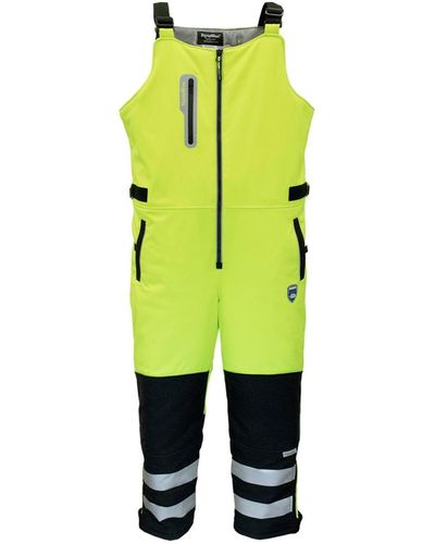 Refrigiwear Insulated Reflective High Visibility Extreme Softshell Bib Overalls - Green