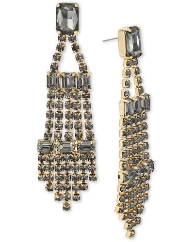 INC International Concepts Gold-tone Crystal Chandelier Earrings - White