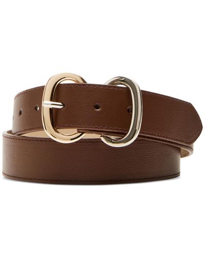 Steve Madden Two-tone Double Buckle Belt - Brown