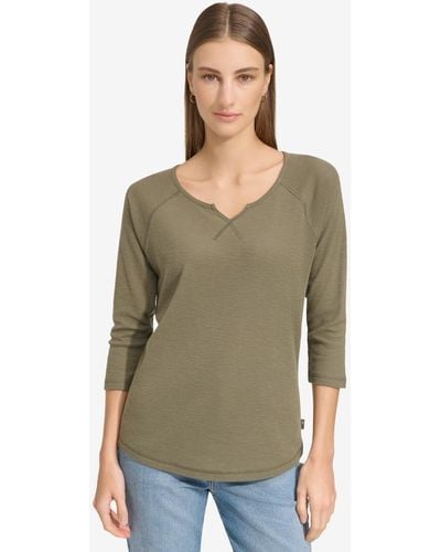 Marc New York Andrew Marc Sport 3/4-sleeve Waffle-knit Tee - Green