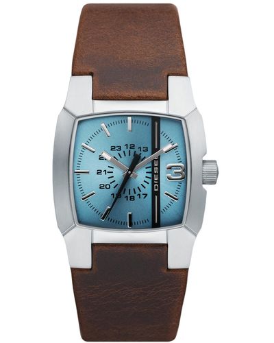 DIESEL Cliffhanger Leather Strap Watch - Brown