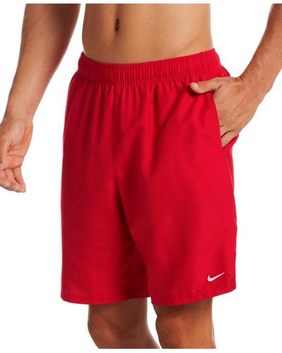 Nike Essential Lap Solid 9" Swim Trunks - Red