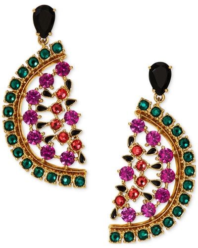 Nadri Ajoa By 18k -plated Multicolor Mixed Stone Watermelon Slice Drop Earrings - Red