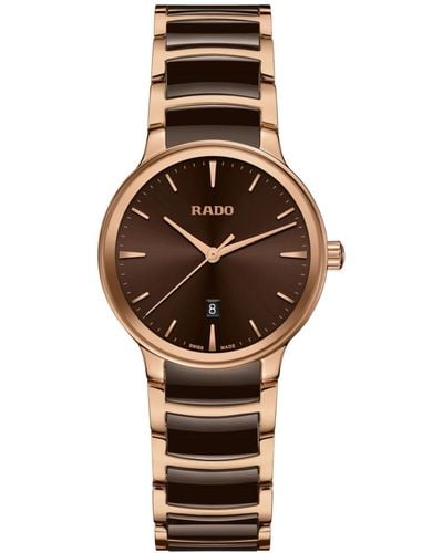 Rado Swiss Centrix Ceramic & Rose Gold Pvd Bracelet Watch 31mm - Metallic