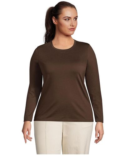 Lands' End Plus Size Relaxed Supima Cotton T-shirt - Brown