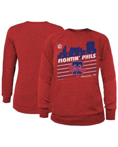 Majestic Threads Red Philadelphia Phillies 2022 World Series Tri-blend Pullover Sweatshirt