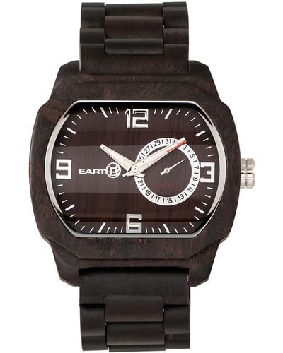Earth Wood Scaly Wood Bracelet Watch W/date Brown 46mm