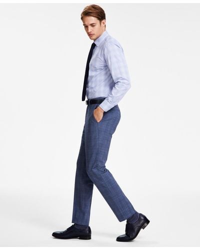 BOSS Hugo By Modern-fit Plaid Wool Blend Suit Pants - Blue