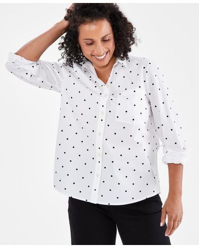 Style & Co. Long-sleeve Button-down Cotton Shirt - White