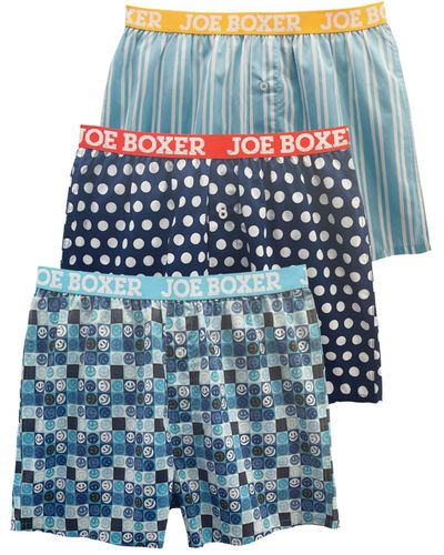 Joe Boxer Grid Lickies Woven Boxers - Blue