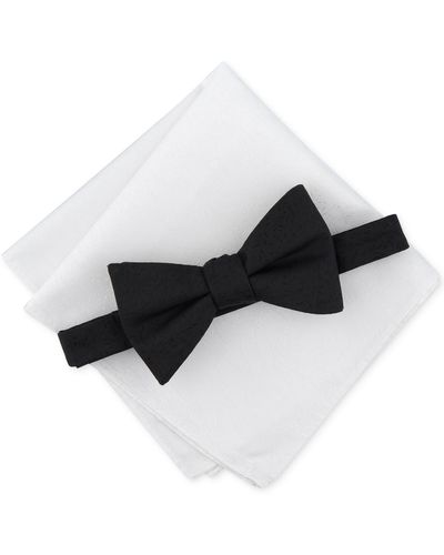 BarIII Cassina Vine Bow Tie & Pocket Square Set - White