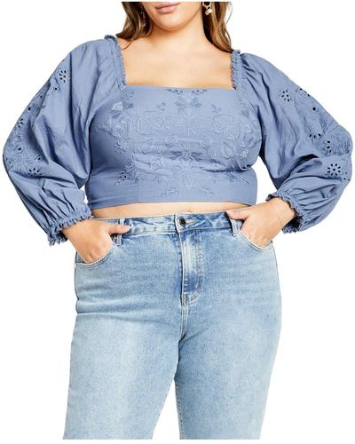 City Chic Willow Top - Blue