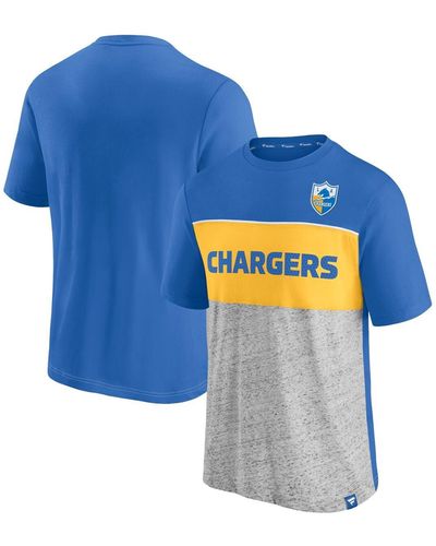Fanatics Powder Blue And Heathered Gray Los Angeles Chargers Throwback Colorblock T-shirt