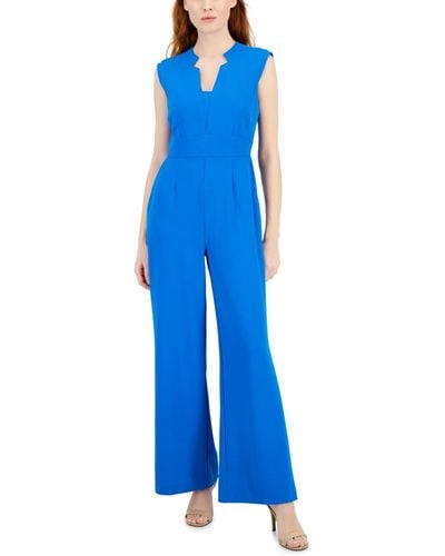 Tahari Star-collar Sleeveless Jumpsuit - Blue