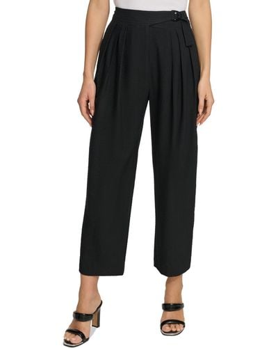 DKNY Belted Pleated Pants - Black