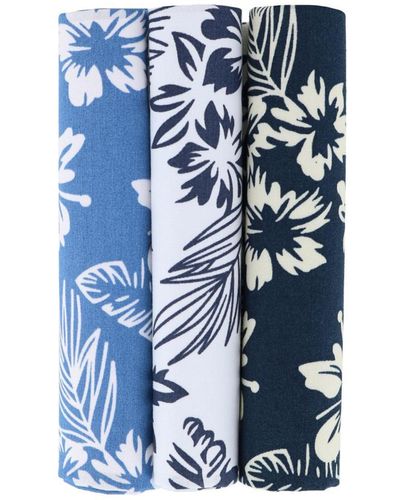 Trafalgar Mana Hawaiian Print Cotton Handkerchiefs (3 Pack) - Blue