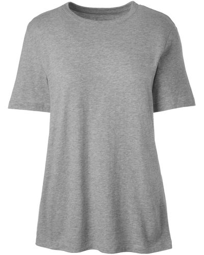 Lands' End School Uniform Tall Short Sleeve Feminine Fit Essential T-shirt - Gray