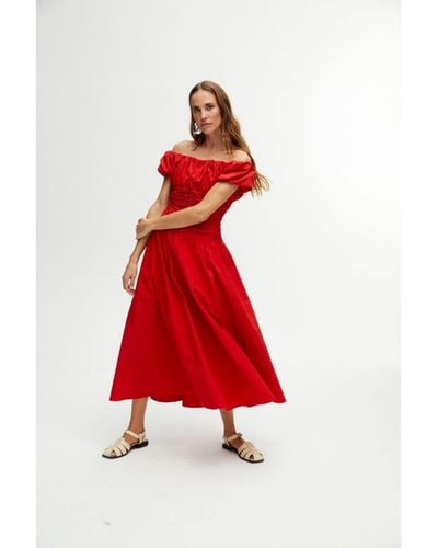 Nocturne Drape Midi Dress - Red