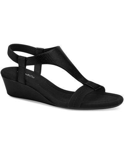 Style & Co. Step N Flex Vacanzaa Wedge Sandals - Black