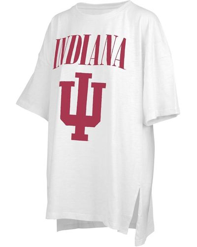 Pressbox Distressed Indiana Hoosiers Lickety-split Oversized T-shirt - White