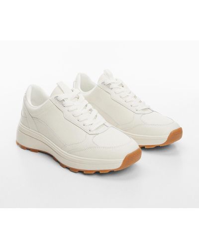 Mango Lace-up Leather Sneakers - White