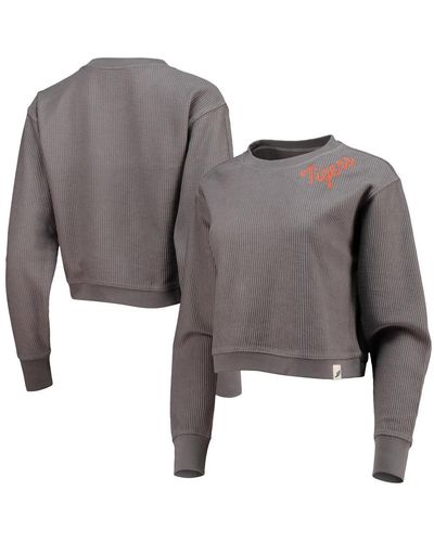 League Collegiate Wear Clemson Tigers Corded Timber Cropped Pullover Sweatshirt - Gray
