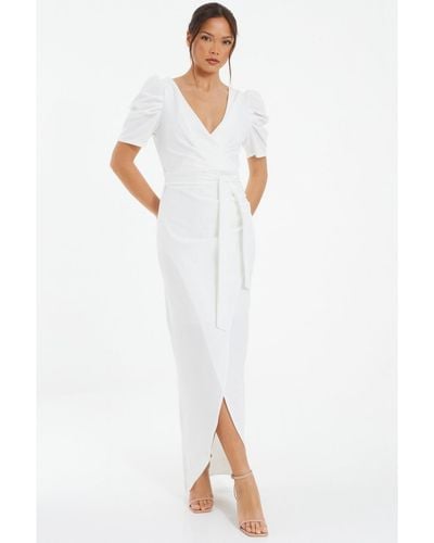 Quiz Puff Sleeve Maxi Dress - White