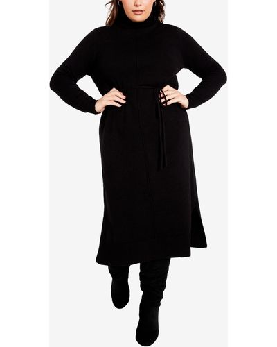 Avenue Plus Size Hannah Sweater Midi Dress - Black