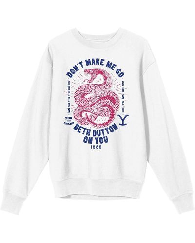 Bioworld And Distressed Yellowstone Snake Art Pullover Sweatshirt - White