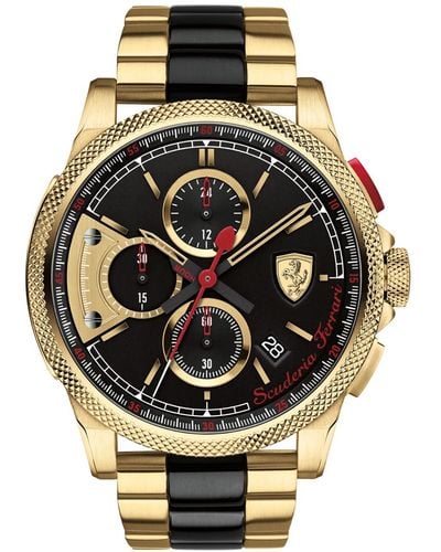 Ferrari Scuderia Men's Chronograph Formula Italia S Gold-tone And Black Ion-plated Stainless Steel Bracelet Watch 46mm 0830316