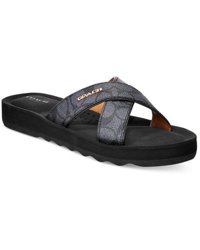 COACH Janine Strappy Slide Sandals - Black