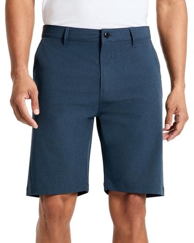 Kenneth Cole Heathered Tech Performance 9" Shorts - Blue