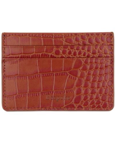 Bespoke Straight Edge Gator Embossed Leather Card Case - Natural