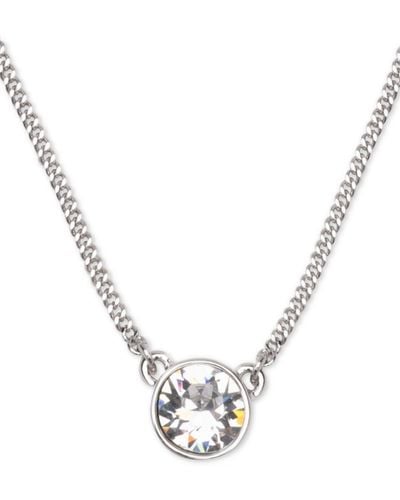 Givenchy Silver-Tone Small Swarovski Element Pendant Necklace - Metallic
