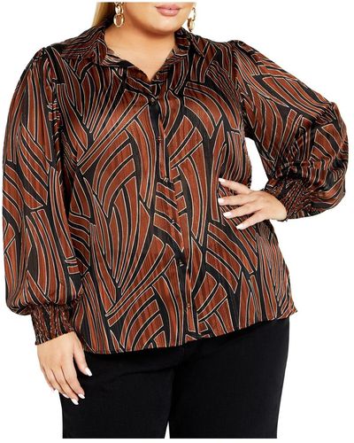 City Chic Plus Size Madelyn Shirt - Brown